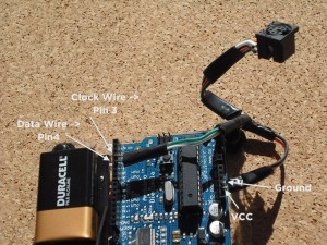 Attach PS/2 leads to the Arduino.